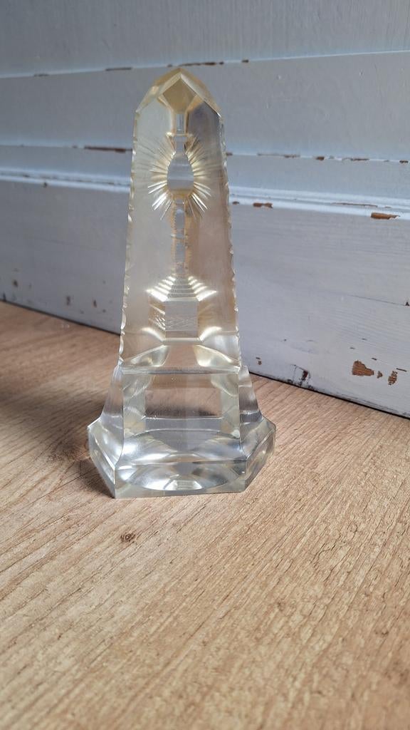 Antieke Glazen ornament met afbeelding Monstrans, Antiek en Kunst, Ophalen of Verzenden