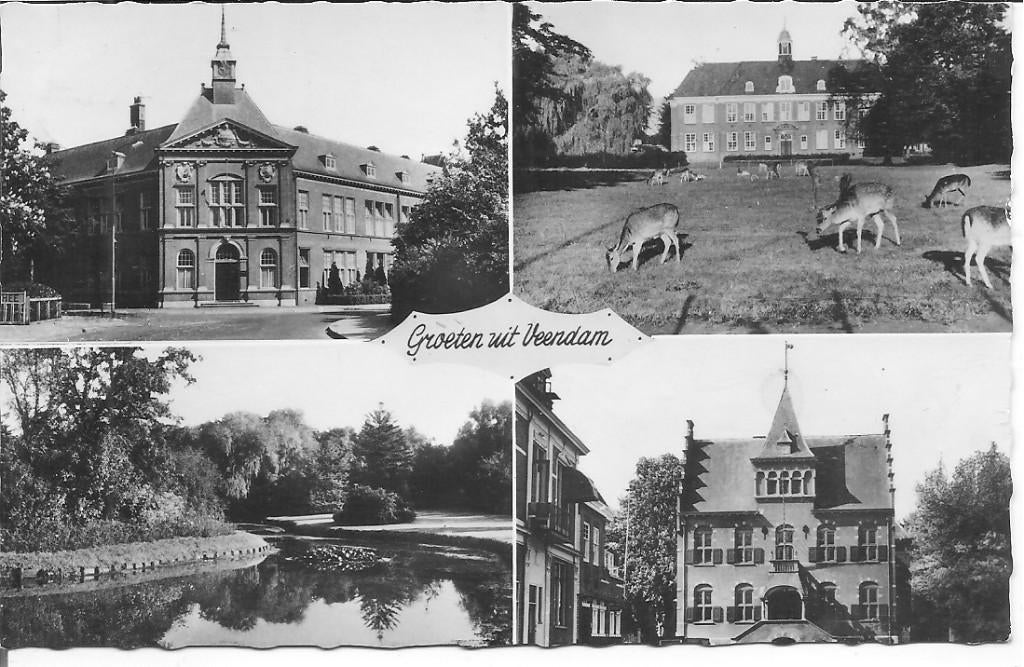 Groeten uit Veendam., Verzamelen, Ansichtkaarten | Nederland, Ophalen of Verzenden, 1940 tot 1960, Gelopen, Groningen