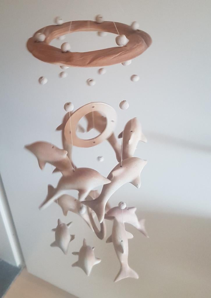 mooie windgong dolfijntjes keramiek 45 cm, Verzenden