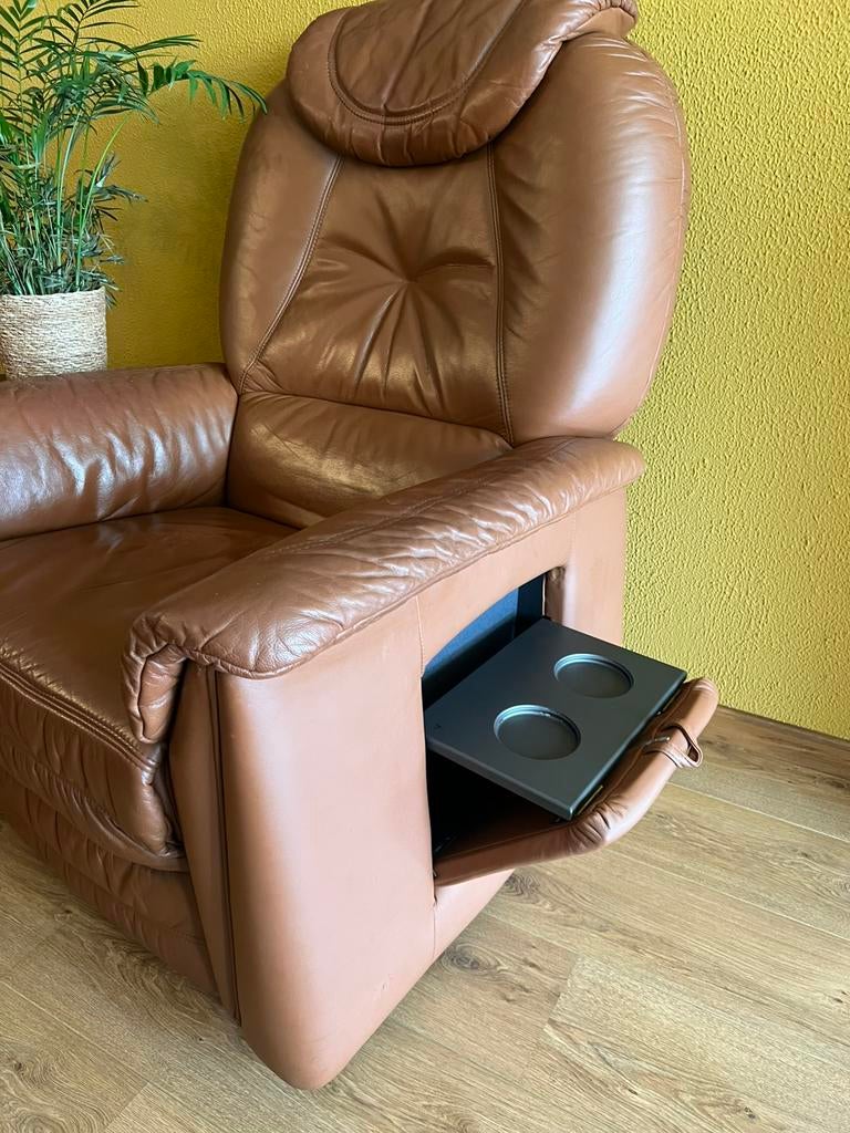 Heerlijke electrische relax fauteuil leer, Huis en Inrichting, Fauteuils, Ophalen, Gebruikt, 75 tot 100 cm, Leer