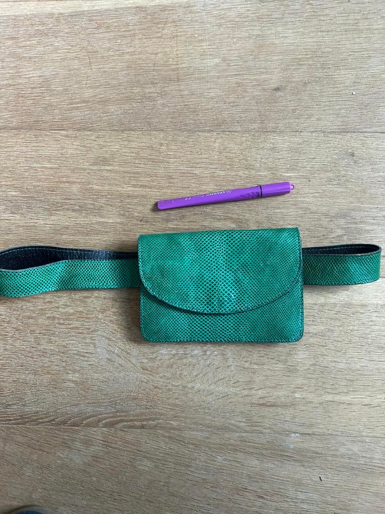 Vintage leren heuptasje, Ophalen of Verzenden, Groen, Overige typen