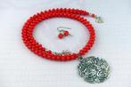 KORAAL ketting/oorhanger-set, Nieuw, Ophalen of Verzenden, Met edelsteen, Rood