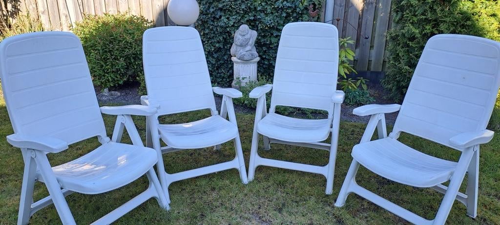 4 tuinstoelen, Ophalen, Gebruikt, Kunststof