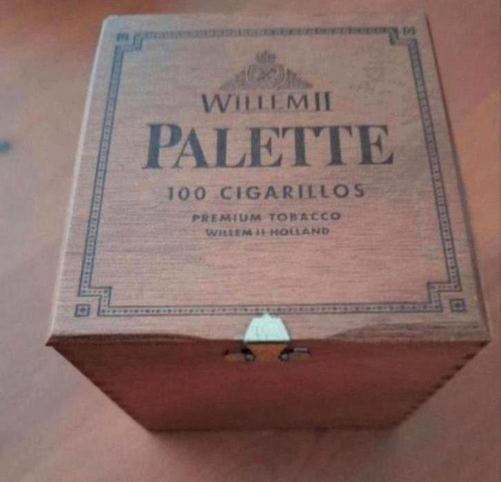 Vintage Willem II Palette Sigarenkistje Houten Doos, Verzamelen, Blikken, Ophalen of Verzenden
