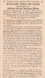 Hoorn Wilhelmina 1896 Loon op Zand 1946 Tilburg, Ophalen of Verzenden, Bidprentje