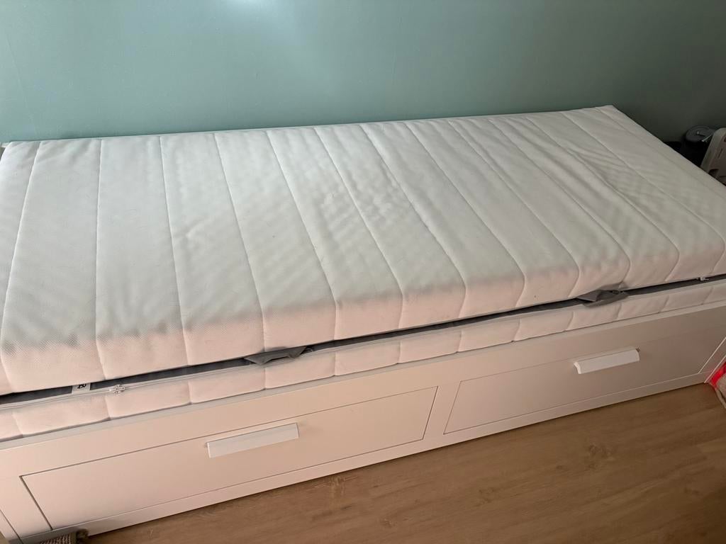 Ikea brimnes bedbank, Ophalen, Gebruikt, Tweepersoons, 80 cm