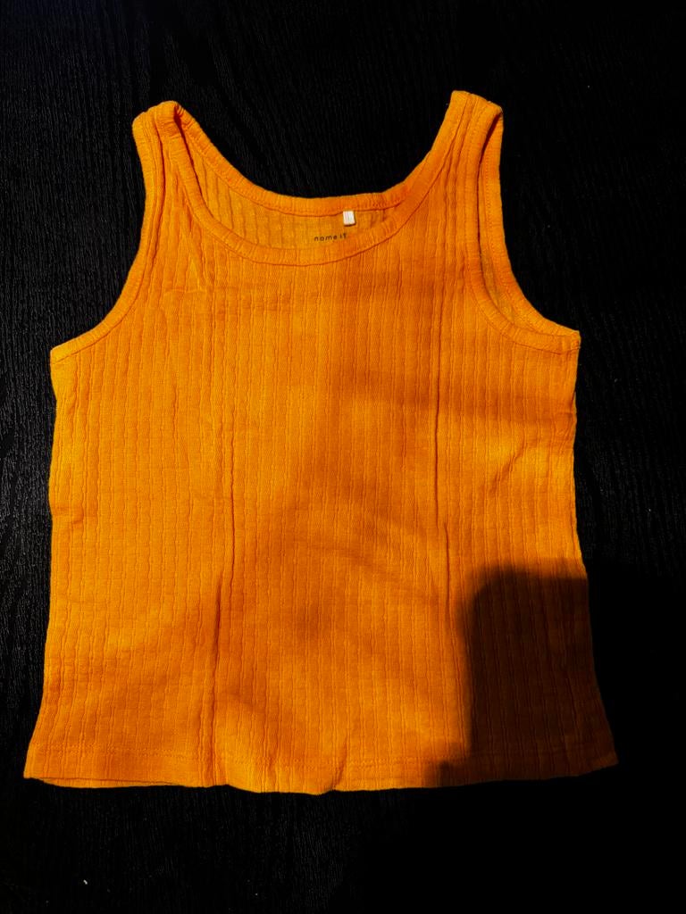 Oranje geribbelde top van Name It, Kinderen en Baby's, Kinderkleding | Maat 122, Ophalen of Verzenden, Zo goed als nieuw
