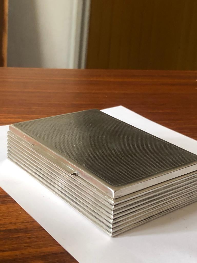 Art-Deco verzilverde sigarendoos - West Duitsland, Verzamelen, Rookartikelen, Aanstekers en Luciferdoosjes, Ophalen of Verzenden