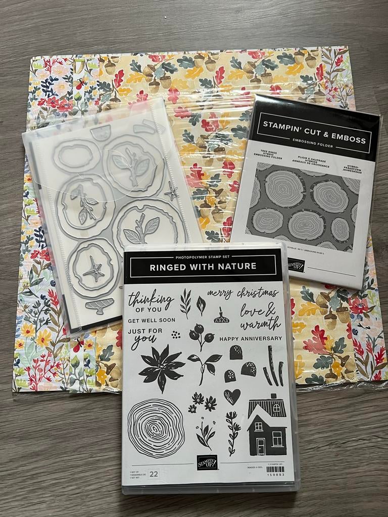 Stampin' Up! Ringed with Nature set + papier, Ophalen of Verzenden, Zo goed als nieuw, Clearstamp