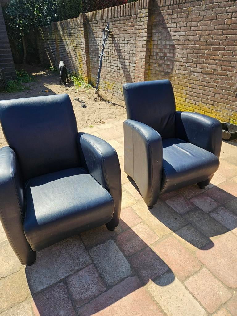 2 Lederen Fauteuils - Comfortabel en Stijlvol, Gebruikt, Ophalen of Verzenden, 75 tot 100 cm, Modern