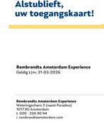 2 E tickets Rembrandt Amsterdam experience