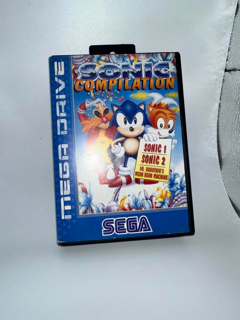 Sonic Compilation Sega Mega Drive - Sonic 1, 2 & Dr. Robotni, Spelcomputers en Games, Games | Sega, Gebruikt, 2 spelers, Eén computer