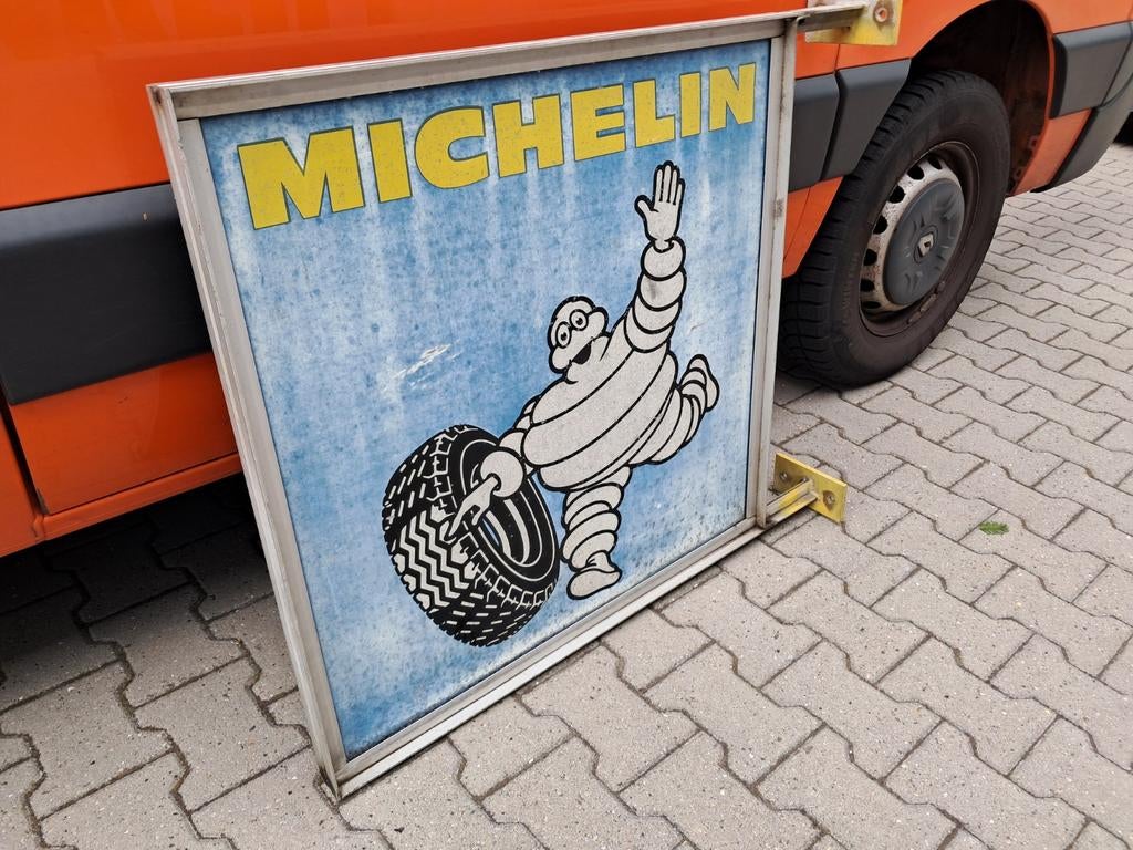 Dubbelzijdig Michelin reclame van blik, kom je weinig tegen, Ophalen, Reclamebord, Eu, Gebruikt