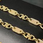 14k gouden ketting massief flat magnum schakel italy, Ophalen of Verzenden, Zo goed als nieuw, Goud
