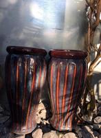 Grote hoge 50cm geglazuurde oude unieke vazen bloempotten, Overige kleuren, Aardewerk of Porselein, Ophalen of Verzenden, Zo goed als nieuw