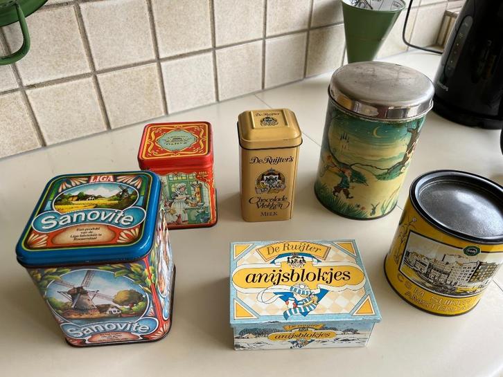 Vintage blikken Brinta, De Ruijter, Liga en Crowny, Verzamelen, Blikken, Zo goed als nieuw, Overige, Overige merken, Ophalen of Verzenden