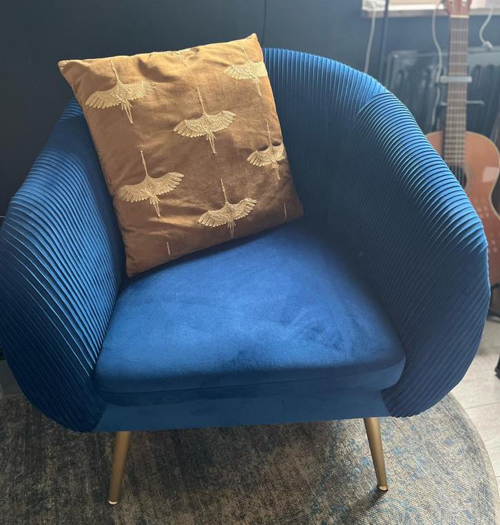 Blauwe moderne stoel fauteuil als nieuw, Huis en Inrichting, Banken | Sofa's en Chaises Longues, Zo goed als nieuw, Eenpersoons