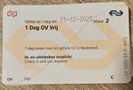 6x1 Dag OV Vrij € 20 per stuk, Tickets en Kaartjes, Trein, Bus en Vliegtuig, Eén persoon, Trein, Algemeen kaartje