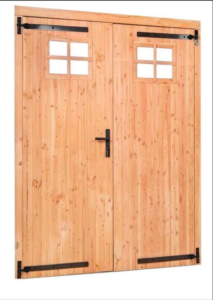 Dubbele deur tuinhuis/schuur douglas inclusief kozijn, Tuin en Terras, Tuinhuizen, Nieuw, Hout, Minder dan 250 cm, 2 ramen, Ophalen