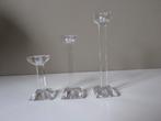 Te koop: set van 3 kristallen kandelaars van Villeroy & Boch, Ophalen of Verzenden, Zo goed als nieuw, Overige materialen, Minder dan 25 cm