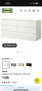 IKEA MALM Ladekast - Wit - 6 Lades, Huis en Inrichting, Ophalen, Overige materialen, Gebruikt, 5 laden of meer