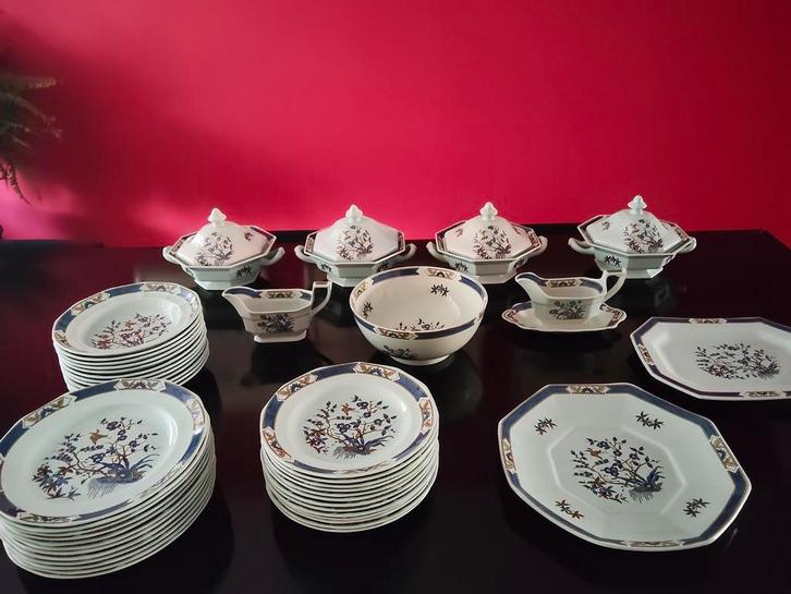"Ming Toi" 12 delig servies Adams licht turquoise, Antiek en Kunst, Antiek | Servies compleet, Ophalen of Verzenden