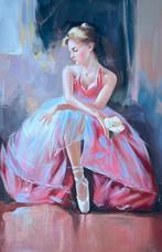 Schilderij ballet danseres met bloem 60x90cm, Antiek en Kunst, Ophalen of Verzenden