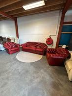 Oxblood rood chesterfield bankstel set 3 1 1 zits bank, Ophalen of Verzenden