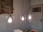 Strakke/fraaie hanglamp (set van 3), Ophalen, Gebruikt, Glas, Strak/basic