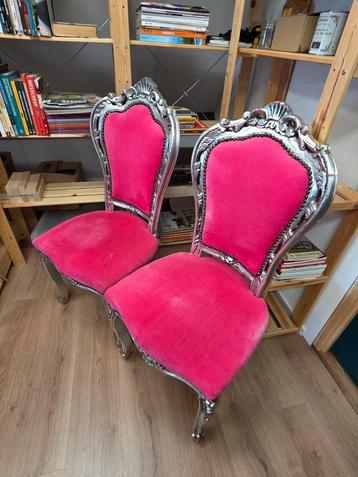 Barok Eetkamerstoelen - Zwart & Roze - Set van 2 beschikbaar voor biedingen