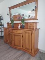 Licht eiken patine dressoir met grote spiegel, Huis en Inrichting, Ophalen, Gebruikt, 150 tot 200 cm, Eikenhout