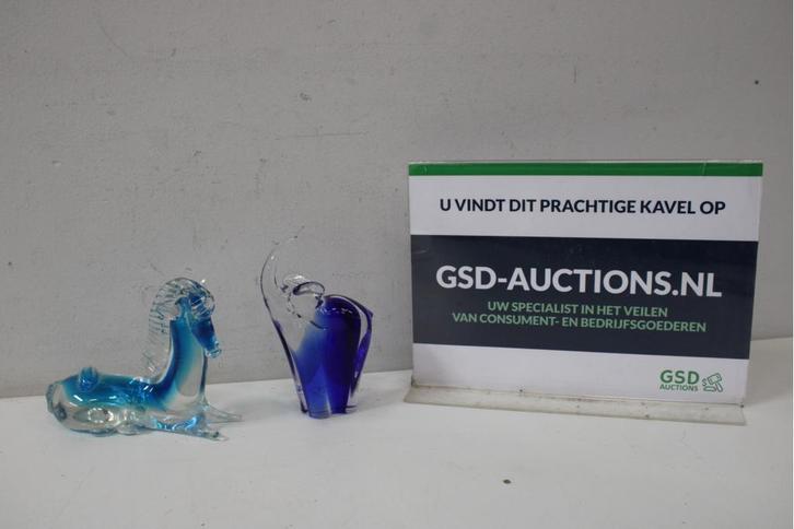 Blauw Murano Glazen Paard & Olifant, Antiek en Kunst, Kunst | Beelden en Houtsnijwerken, Ophalen of Verzenden