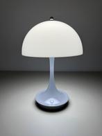 Paddenstoellamp met grijze voet – retrodesign in een modern, Verzenden, Nieuw, Glas, Modern