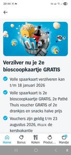 AH spaarkaart voor 2e bioscoopkaartje gratis, Tickets en Kaartjes, Eén persoon, Kortingsbon, Overige typen
