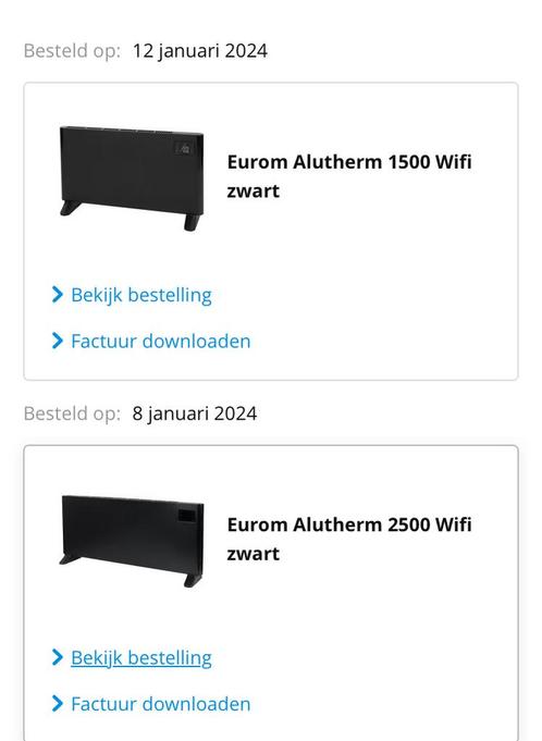 convector campingkachel Alutherm 1500 en 2500 Wifi 2 stuks, Huis en Inrichting, Kachels, Zo goed als nieuw, Overige soorten, Elektrisch