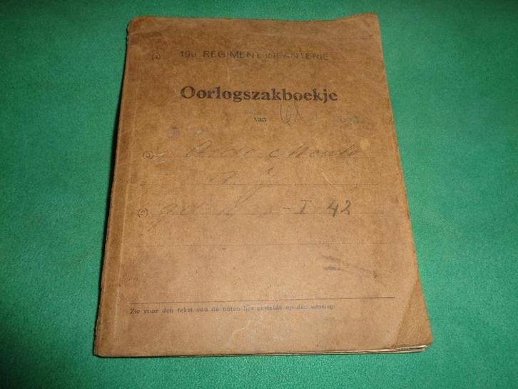 oorlogszakboekje mobilisatie 19 RI soldaat leger oorlog wo2, Verzamelen, Militaria | Tweede Wereldoorlog, Landmacht, Overige typen