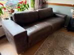 Leren tweezitsbank, Huis en Inrichting, Banken | Bankstellen, Ophalen, Gebruikt, Tweepersoons, Rechte bank