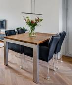 Seuren notenhouten eettafel (160 x 90 cm), Huis en Inrichting, Tafels | Eettafels, Ophalen, 50 tot 100 cm, Zo goed als nieuw, Metaal