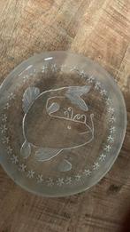 Glazen bord vis, Ophalen of Verzenden, Gebruikt, Rond, Glas