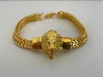 Goudkleurige armband leeuwenkop, bling, bling, Leeuw, DRKS, Ophalen of Verzenden, Nieuw, Goud, Overige materialen