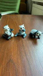 Vintage Porselein Panda Beertjes Miniatuur Set van 3, Ophalen of Verzenden, Gebruikt, Overige materialen, Dierenbeeld