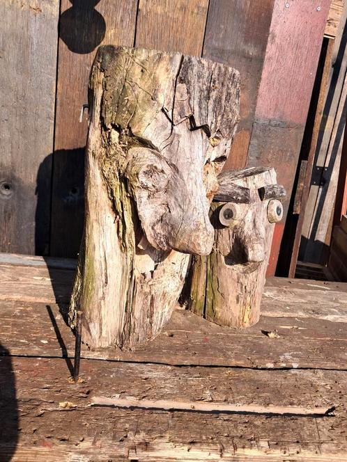 Handgemaakte houten gezichten – unieke boomstamkunst, Antiek en Kunst, Kunst | Overige Kunst, Ophalen