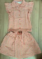 Oranje wit geruit setje rok/blouse 128 Jubel., Ophalen of Verzenden, Zo goed als nieuw, Meisje