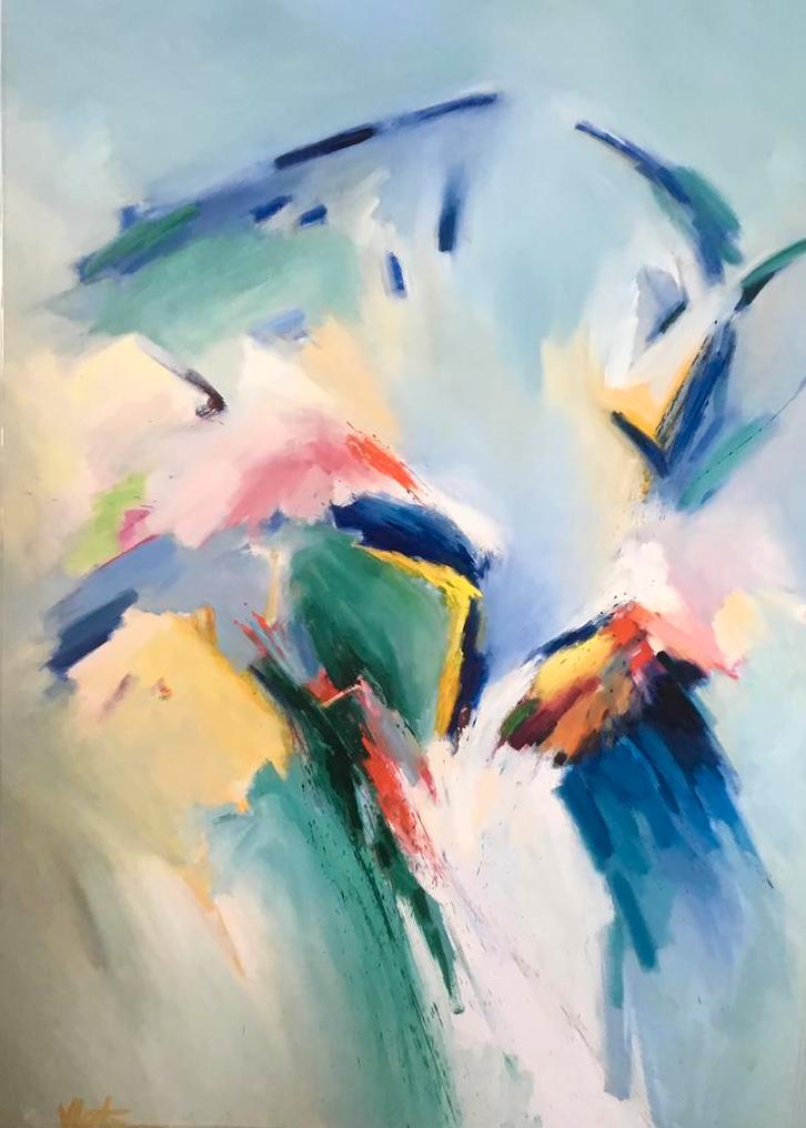 Groot abstract olieverf schilderij.  “George du Loup”, Antiek en Kunst, Kunst | Schilderijen | Modern, Ophalen