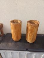Twee grote  design  palm bomen houten vaassen, Antiek en Kunst, Ophalen of Verzenden