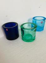 Iittala Finland glazen Kivi waxinelichthouders (3), Minder dan 25 cm, Overige materialen, Groen, Gebruikt