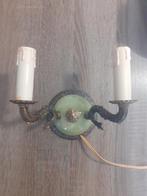 Art deco dubbele lamp met glas/steen, Ophalen of Verzenden, Zo goed als nieuw