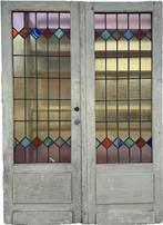 Set openslaande deuren met glas in lood 201x145cm.