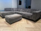Grijze Hoekbank met Losse Poef, Huis en Inrichting, Ophalen, Gebruikt, Stof