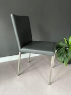 6 eetkamer stoelen: echt leer, antraciet kleur, Huis en Inrichting, Stoelen, Ophalen, Leer, Zo goed als nieuw, Vijf, Zes of meer stoelen